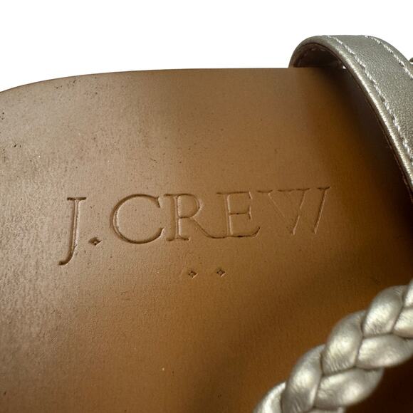 J. Crew Metallic Gold Braided Leather Ankle Wrap Boho Classic Sandals Women's 8 - Picture 5 of 10
